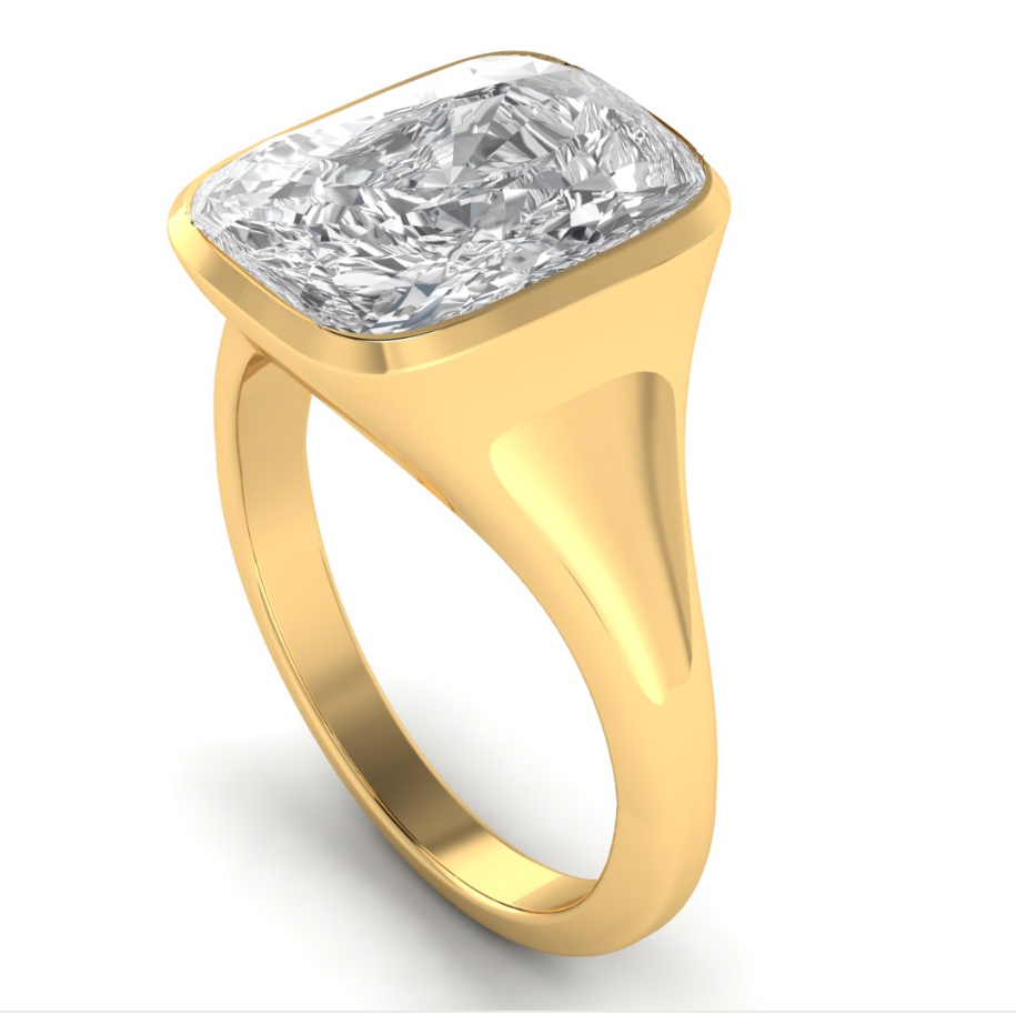 Custom Bezel Elongated Cushion Ring