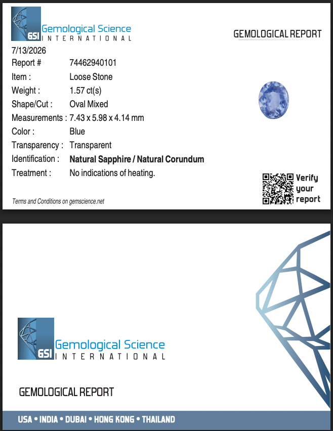 OVAL 1.57ct NATURAL BLUE SAPPHIRE - SRI LANKA 38261D241