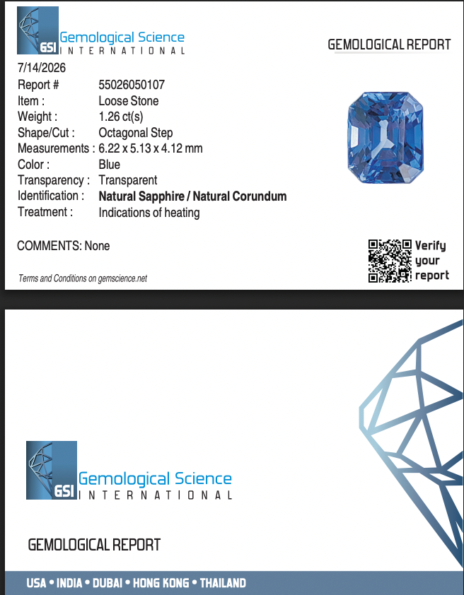 OCTAGONAL 1.26ct NATURAL BLUE SAPPHIRE - SRI LANKA 1ED0B5CAF