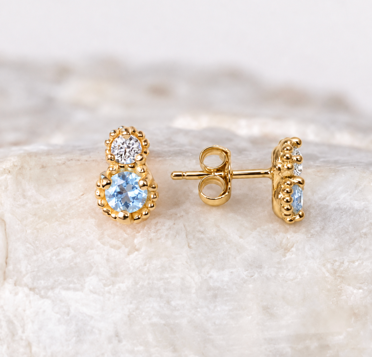 Madeline Aquamarine and Diamond Earrings ~ Ready to Ship