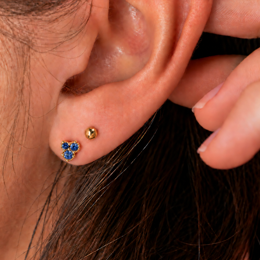 Trio Denim Sapphire Cluster Earrings ~ Ready to Ship