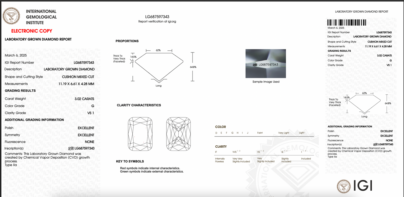 CUSHION MIXED CUT (Crisscut) 3.02ct GVS1 EXCELLENT F3C485107