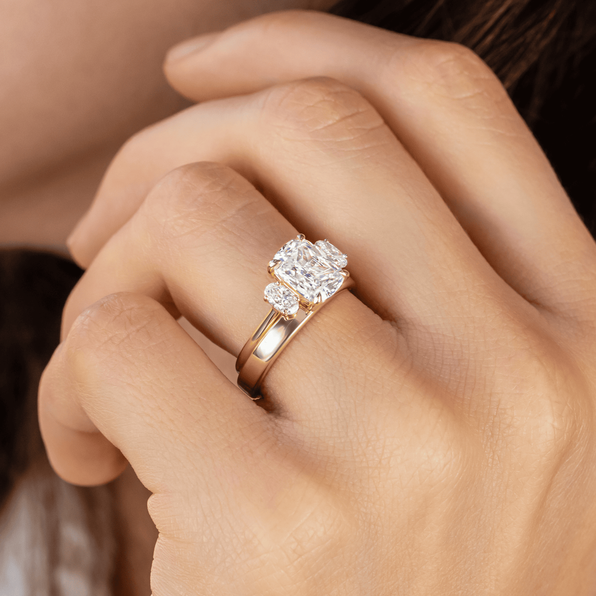 Sophie ~ Oval Three Stone Ring