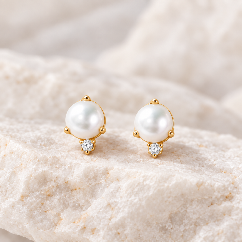 Mila Pearl and Diamond Earrings