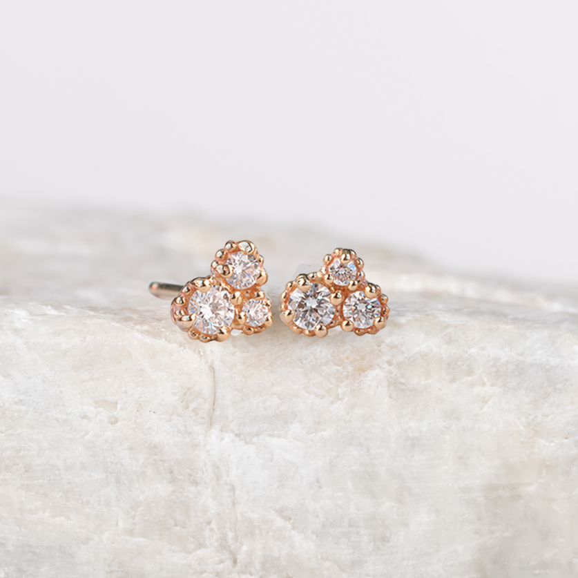 Trio Diamond Cluster Earrings ~ Ready to Ship