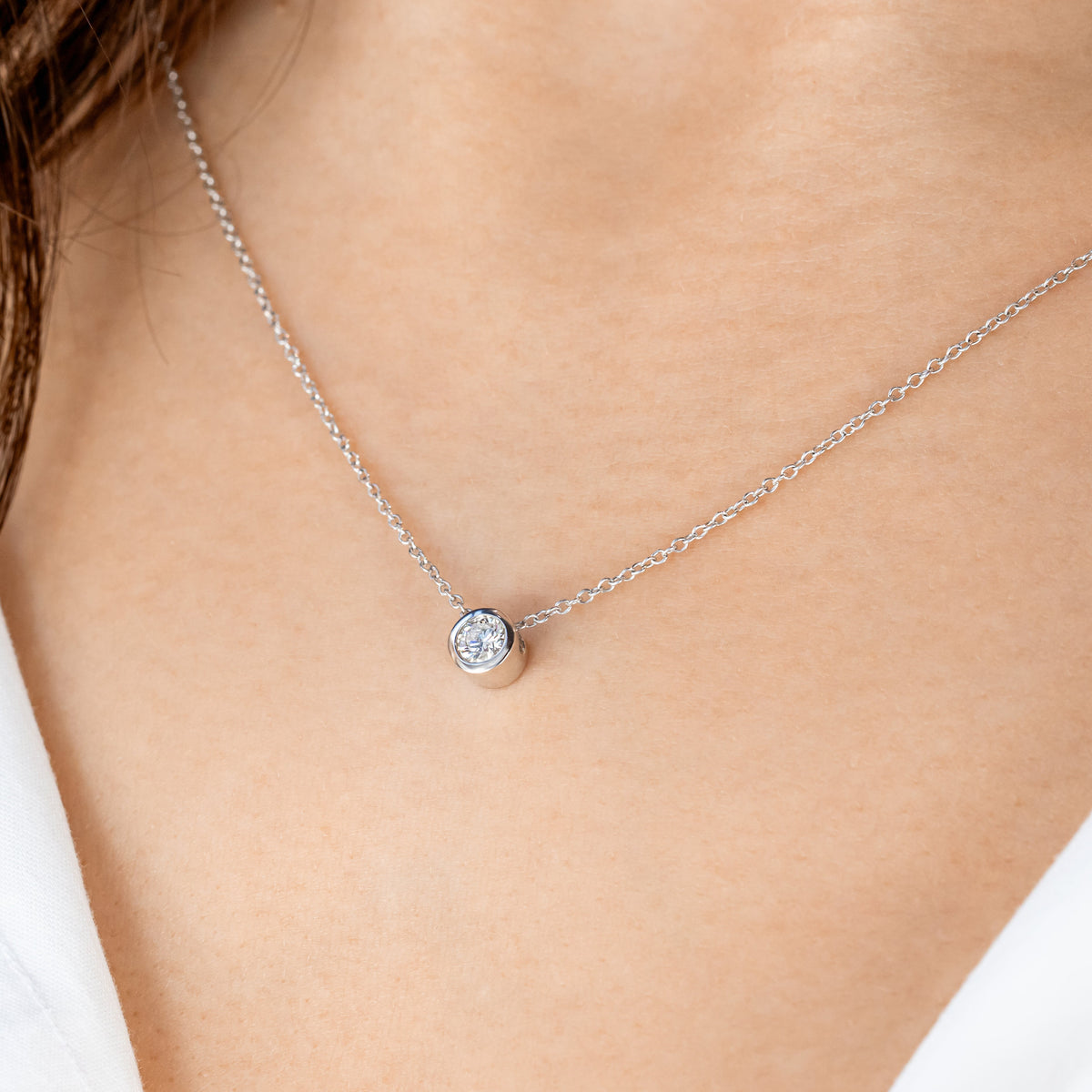 Bezel Round Diamond Necklace ~ Ready to Ship