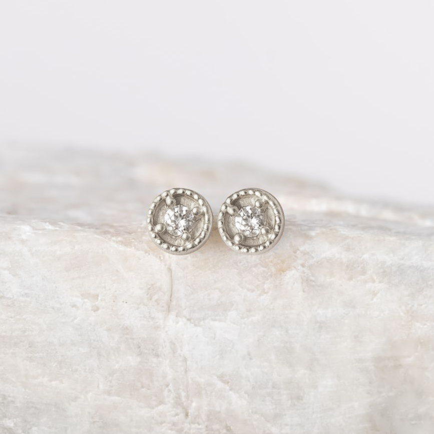 Tiny Dot Diamond Earrings ~ Ready to Ship