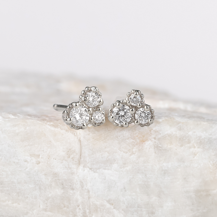 Trio Diamond Cluster Earrings ~ Ready to Ship
