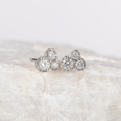 Trio Diamond Cluster Earrings ~ Ready to Ship