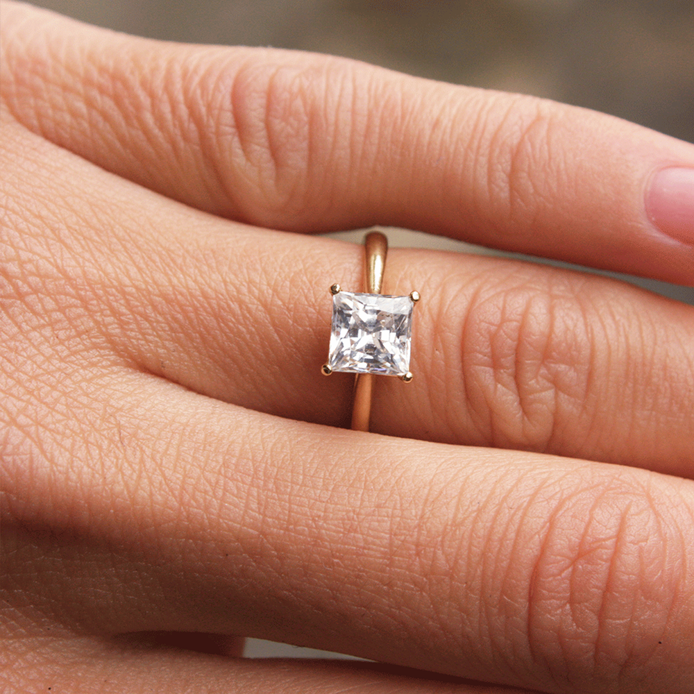 Low profile princess cut engagement ring clearance
