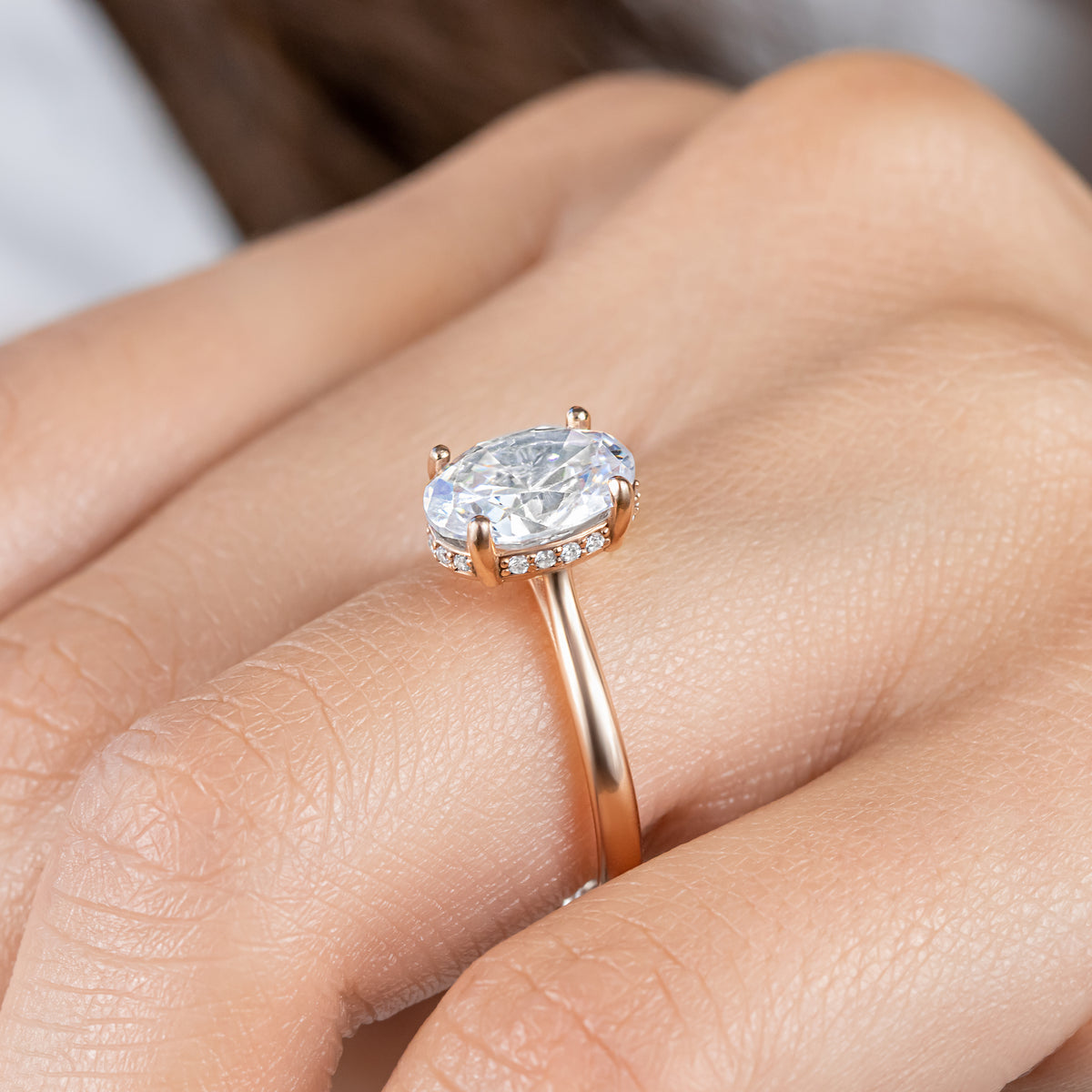 Maeve ~ Oval Hidden Halo Engagement Ring