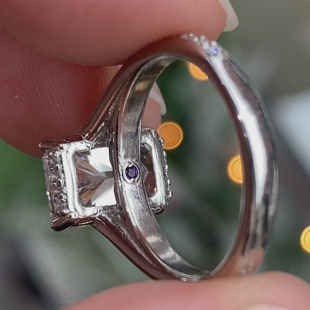 Custom Emmaline Pave Diamond and Amethyst Ring