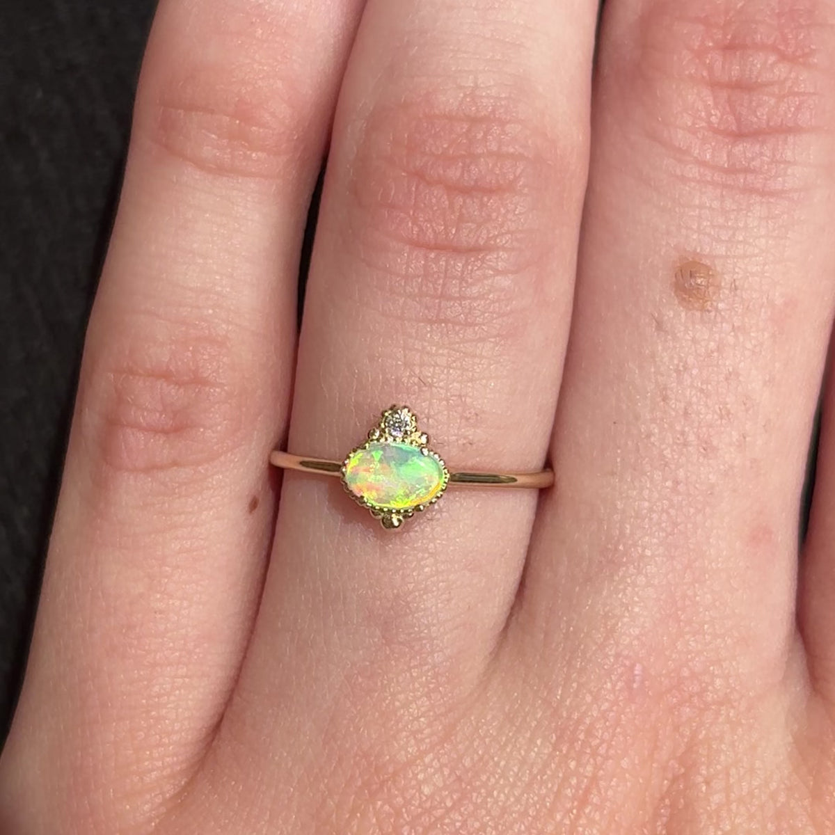 Mayfair Opal & Diamond Stacking Ring ~ Ready to Ship