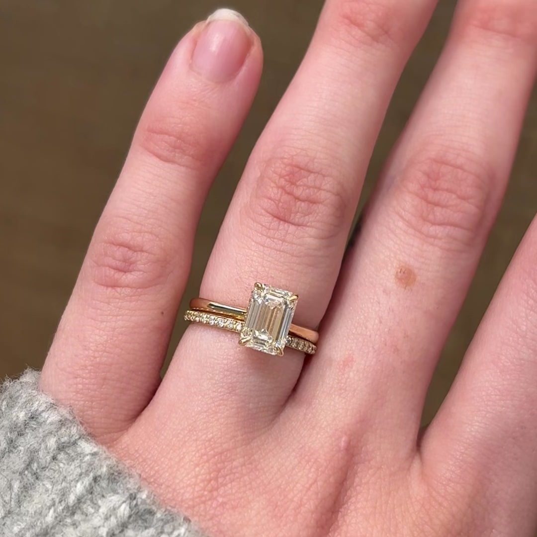 Maeve ~ Emerald Hidden Halo Engagement Ring