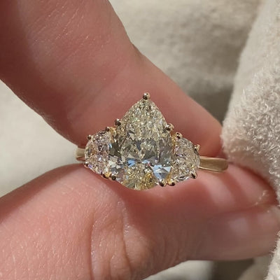 Mary ~ Half-Moon Three Stone Ring