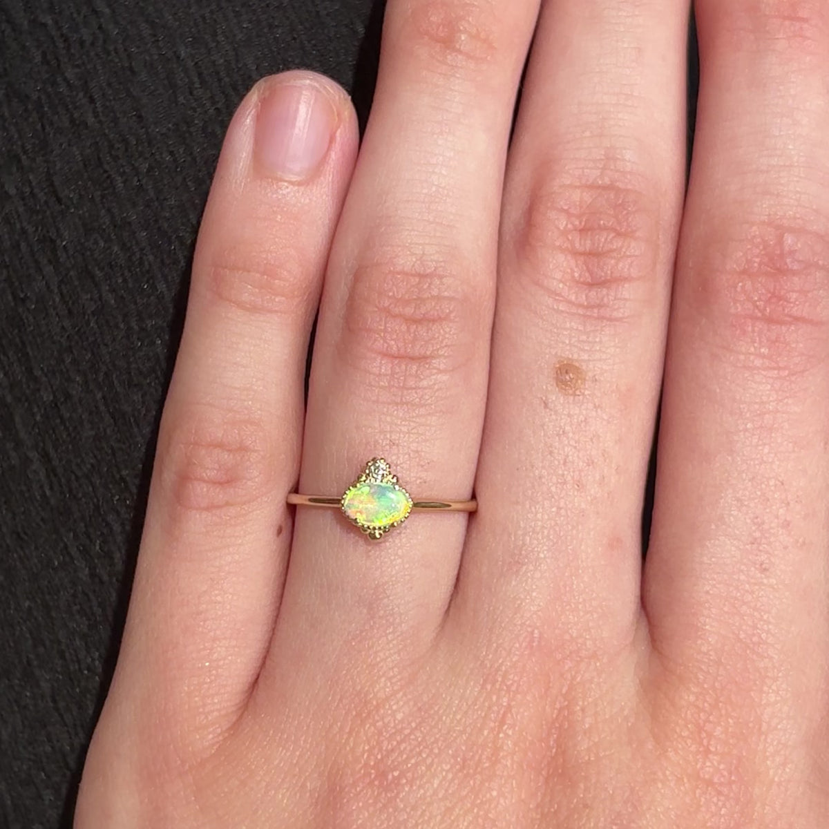 Mayfair Opal & Diamond Stacking Ring ~ Ready to Ship