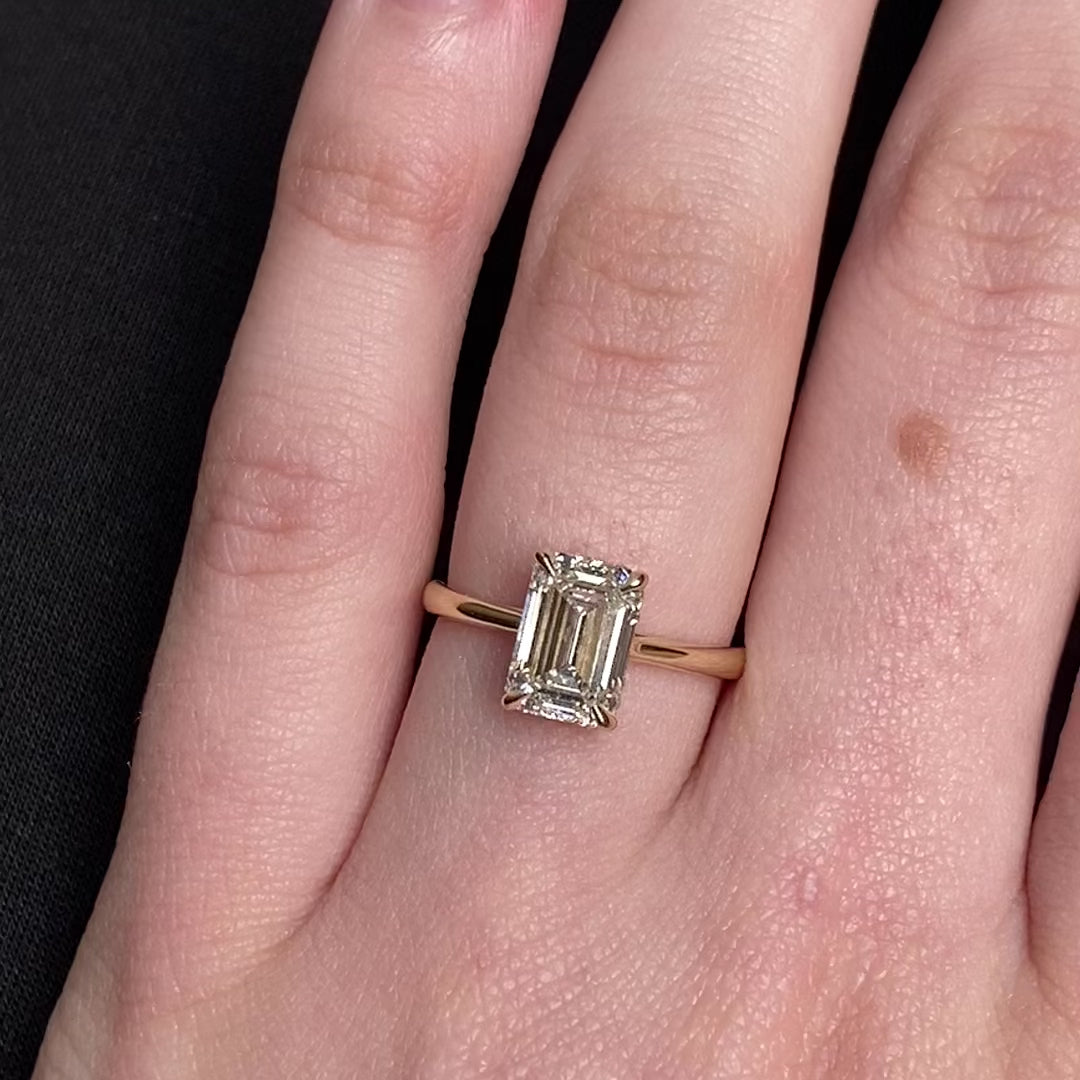 Proposal Ready ~ Maeve 2.08ct Lab Grown Emerald Cut Engagement Ring