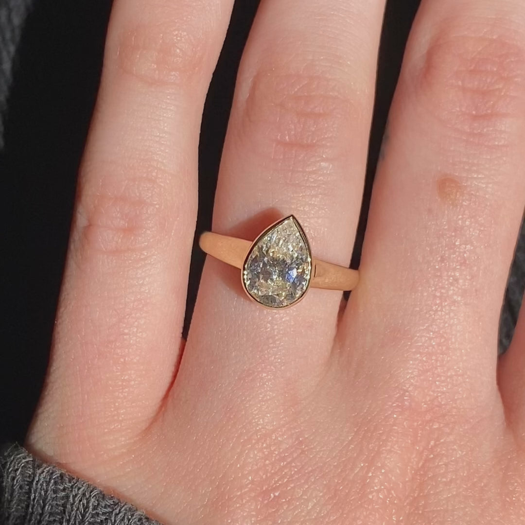 Piper ~ Bezel Set Pear Cut Ring