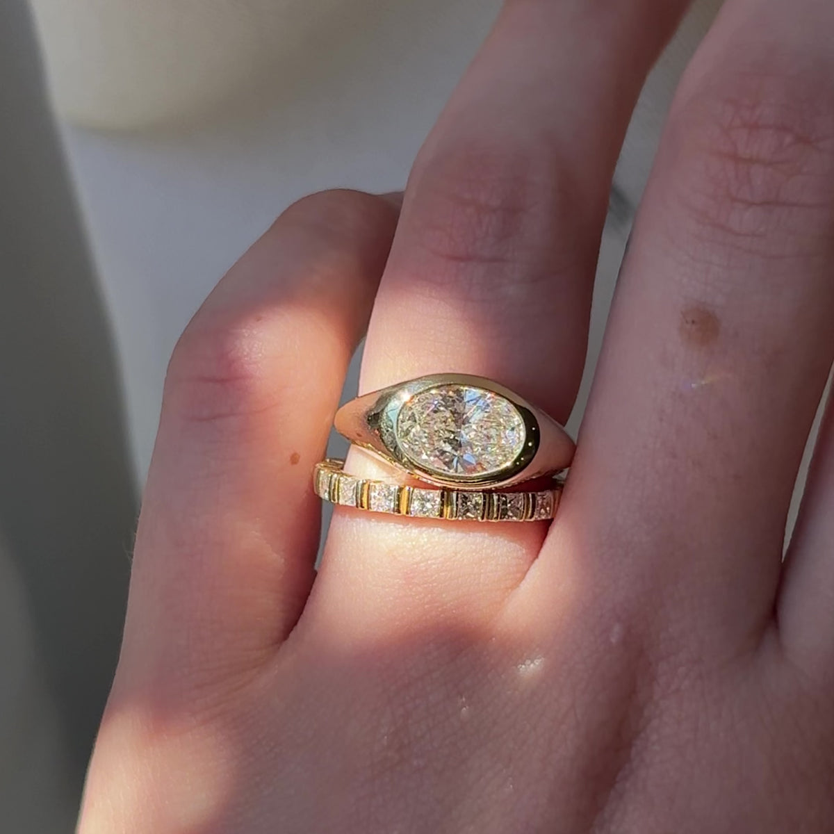 Luna ~ East-West Bezel Ring