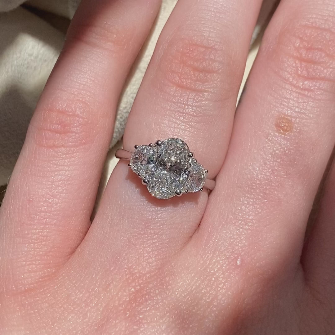 Mary ~ Half-Moon Three Stone Ring