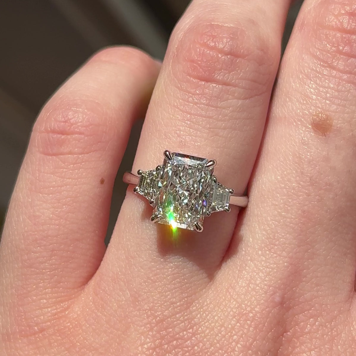 Lizzy ~ Trapezoid Three Stone Ring