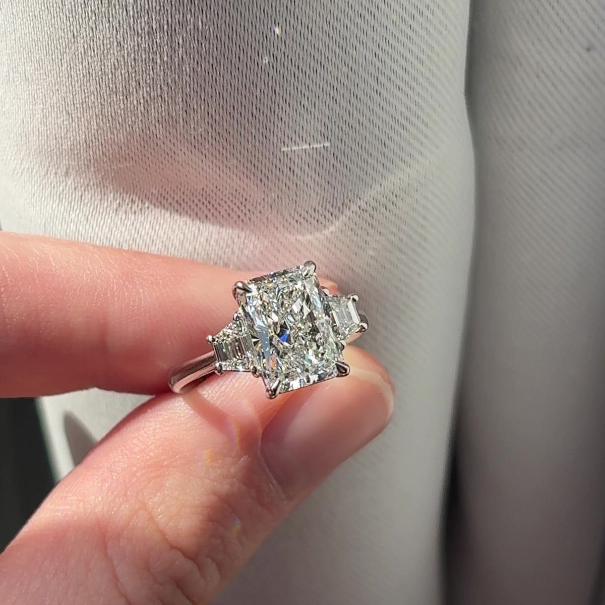 Lizzy ~ Trapezoid Three Stone Ring