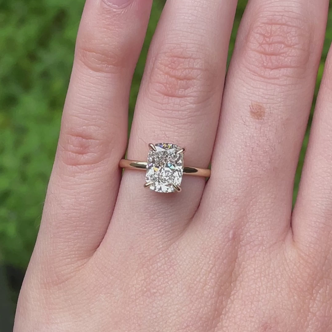 Proposal Ready ~ Skylar 2.54ct Lab Grown Elongated Cushion Cut Engagement Ring