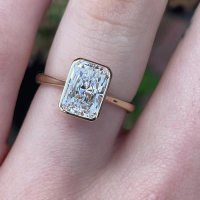 Betsy ~ Emerald & Radiant Cut Bezel Ring