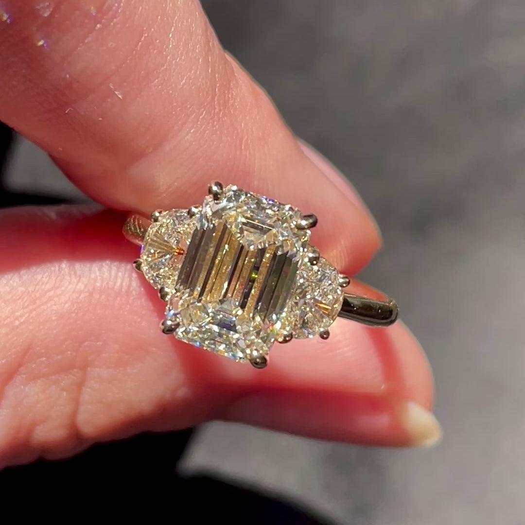 Mary ~ Half-Moon Three Stone Ring