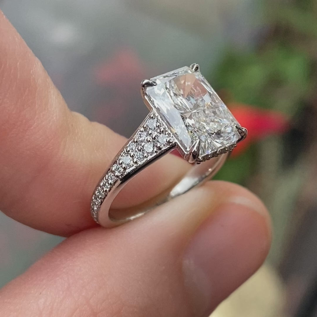Custom Emmaline Pave Diamond and Amethyst Ring