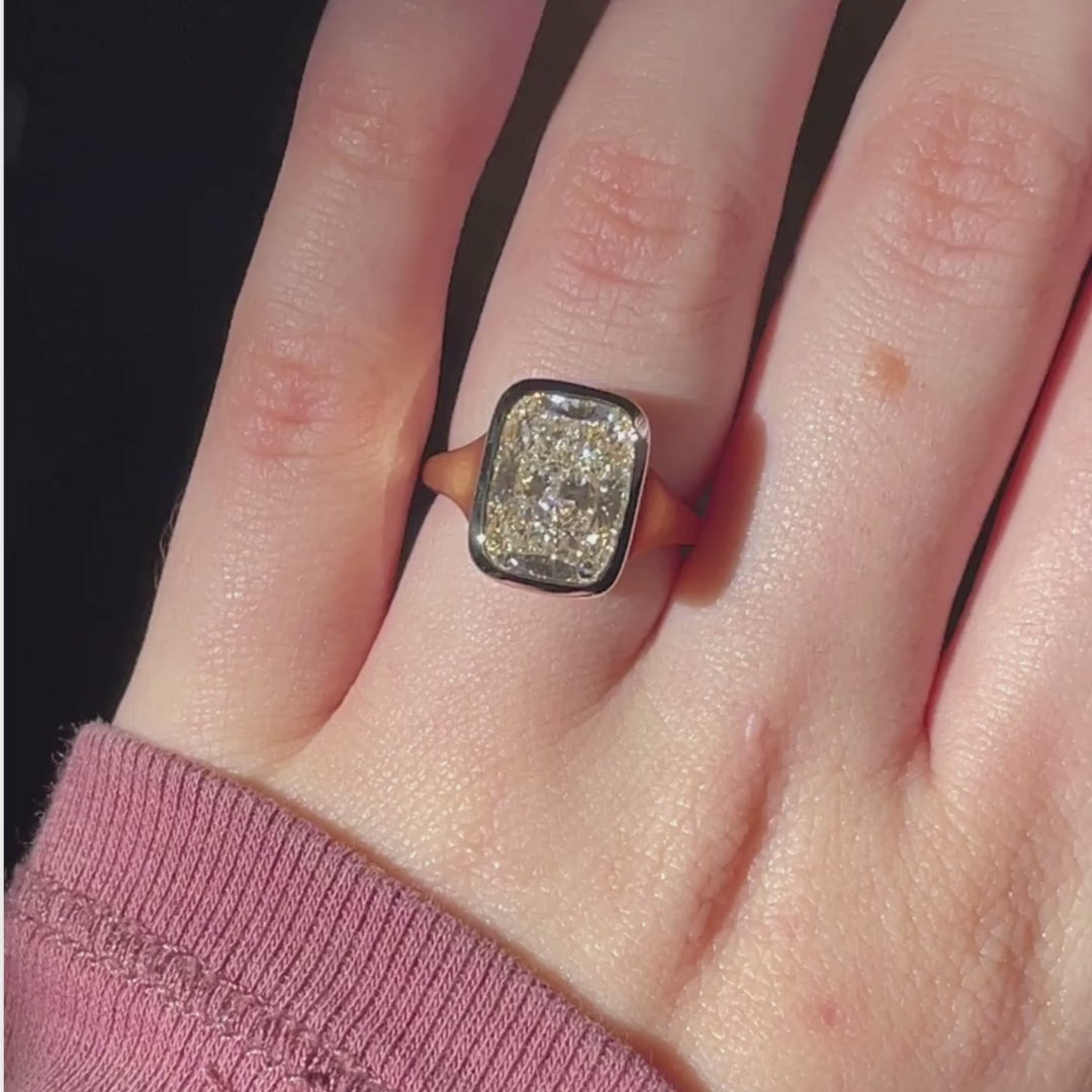 Custom Bezel Elongated Cushion Ring