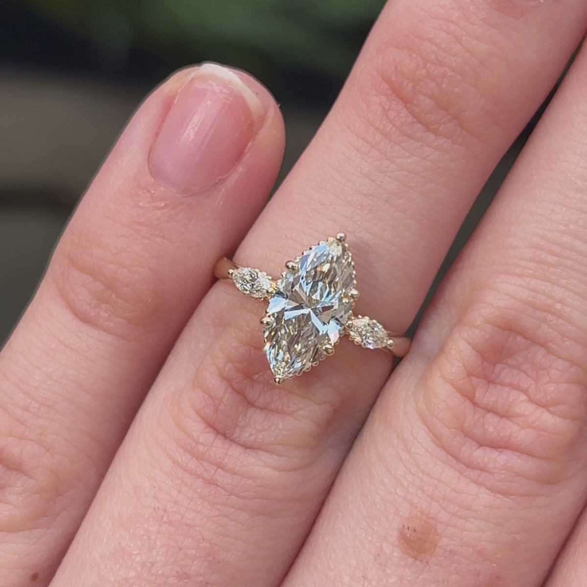 Madison ~ Marquise Three Stone Ring