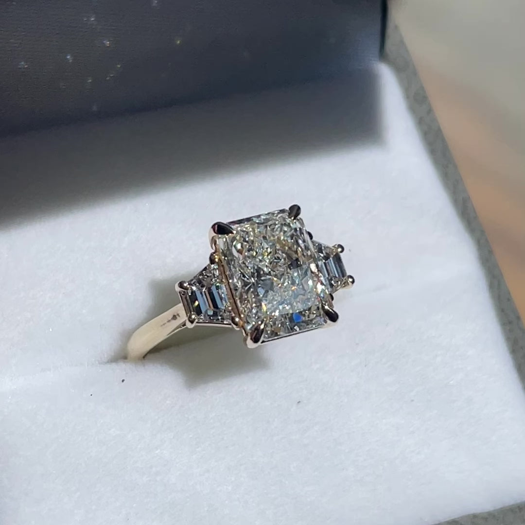 Lizzy ~ Trapezoid Three Stone Ring