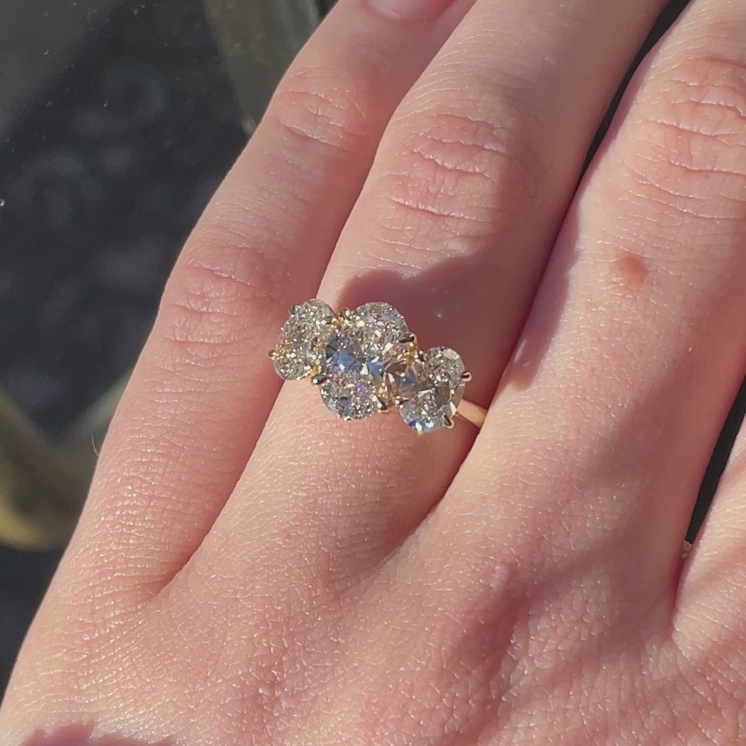 Custom Large Oval Side Stone Ring