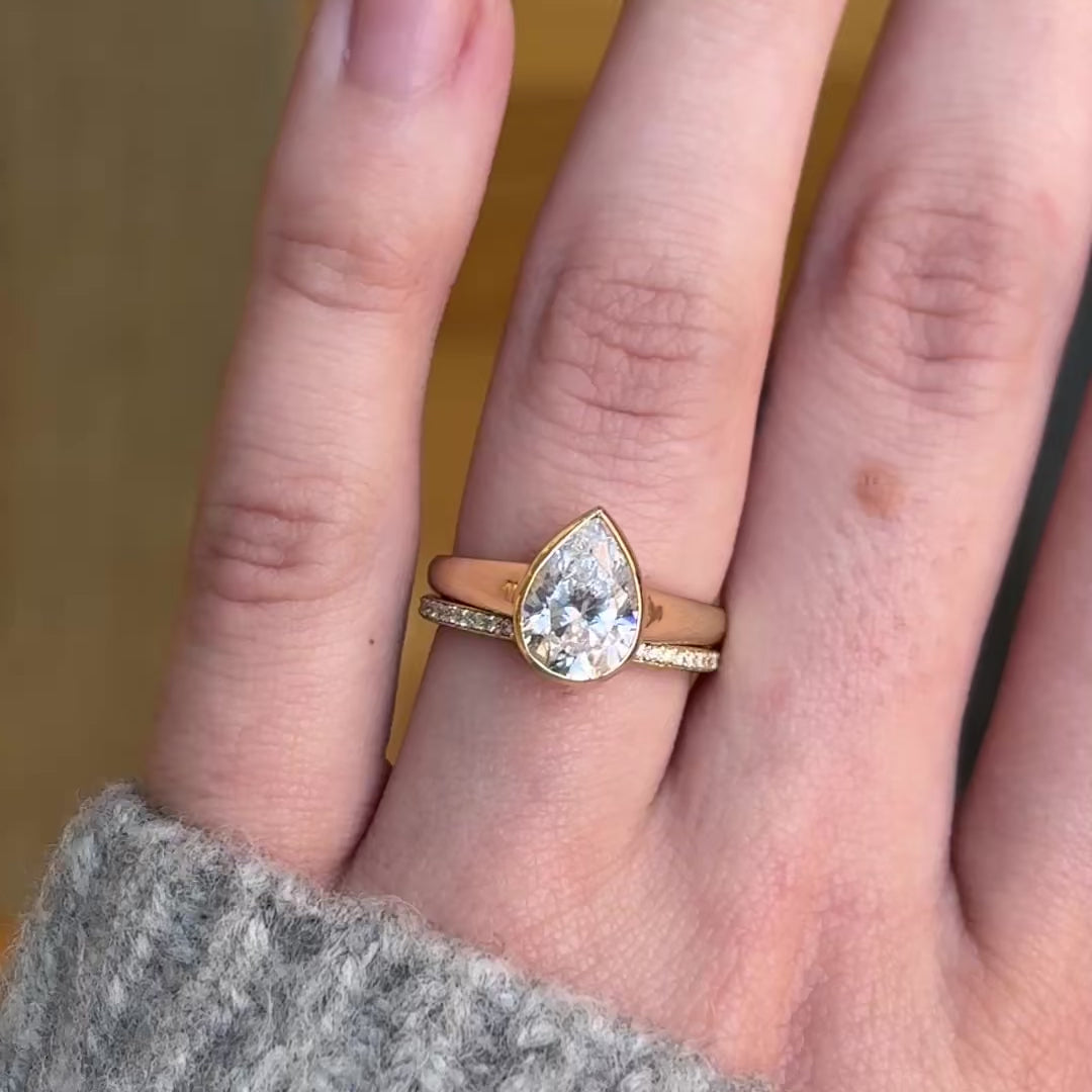 Piper ~ Bezel Set Pear Cut Ring