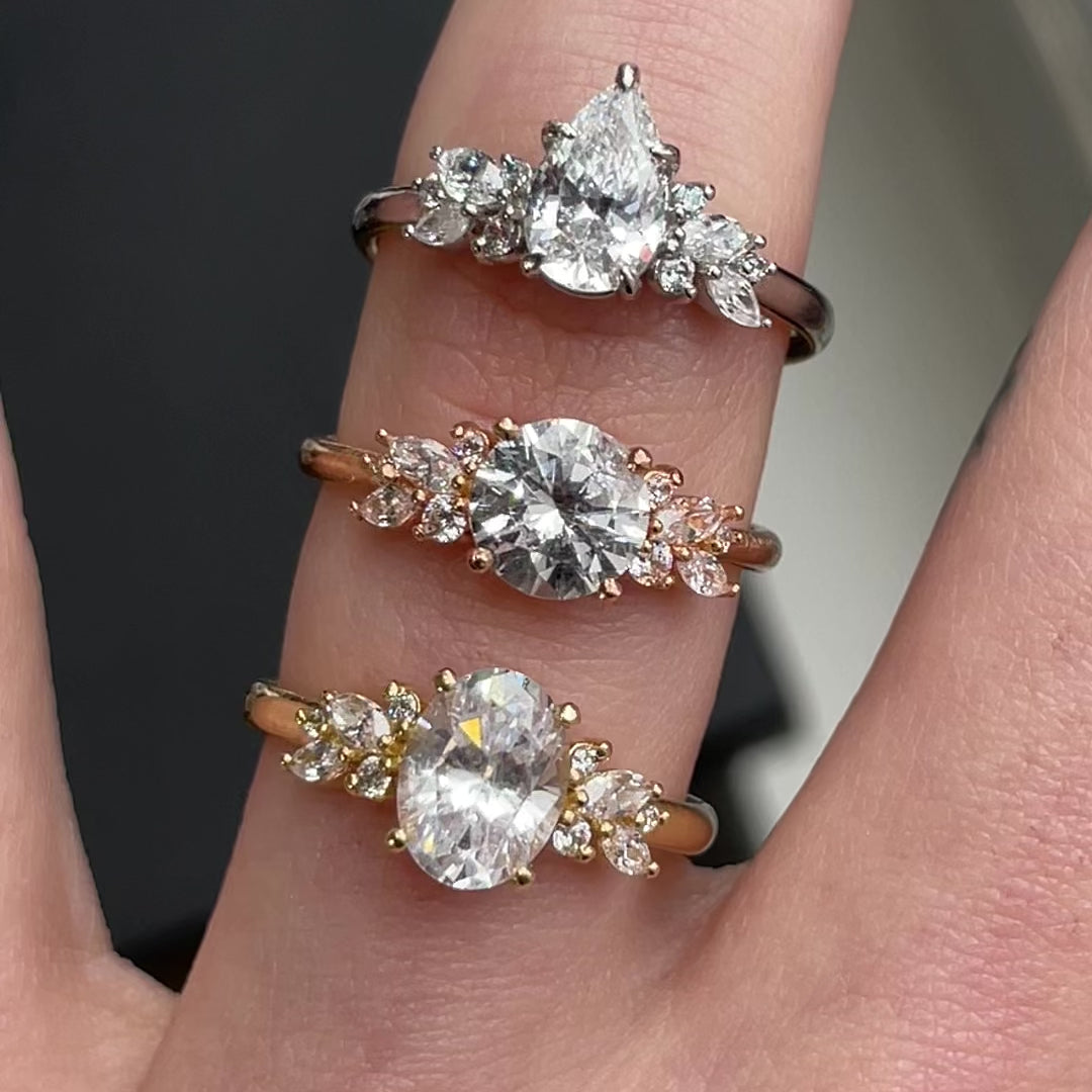 Blythe ~ Pear Cut Cluster Ring