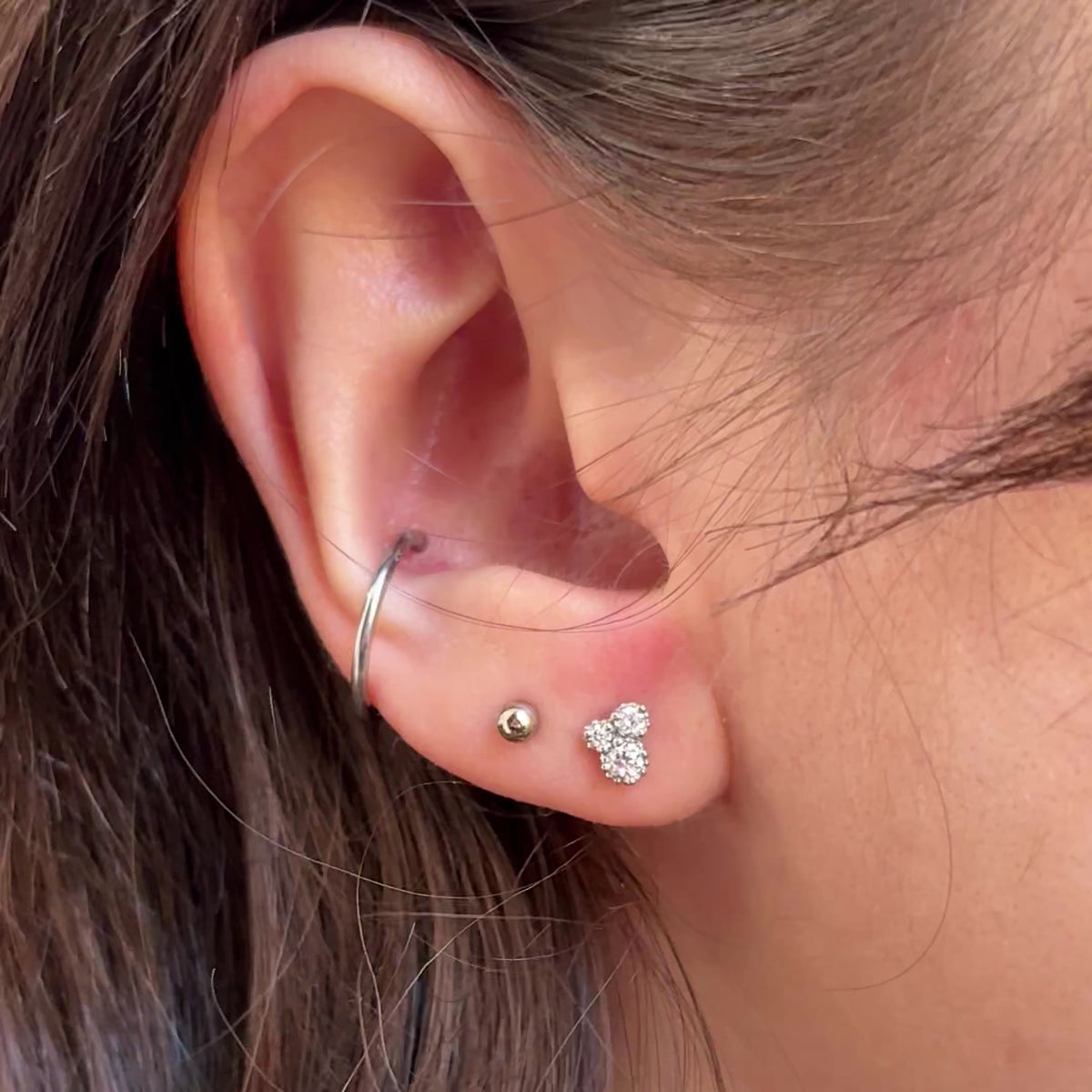 Trio Diamond Cluster Earrings ~ Ready to Ship