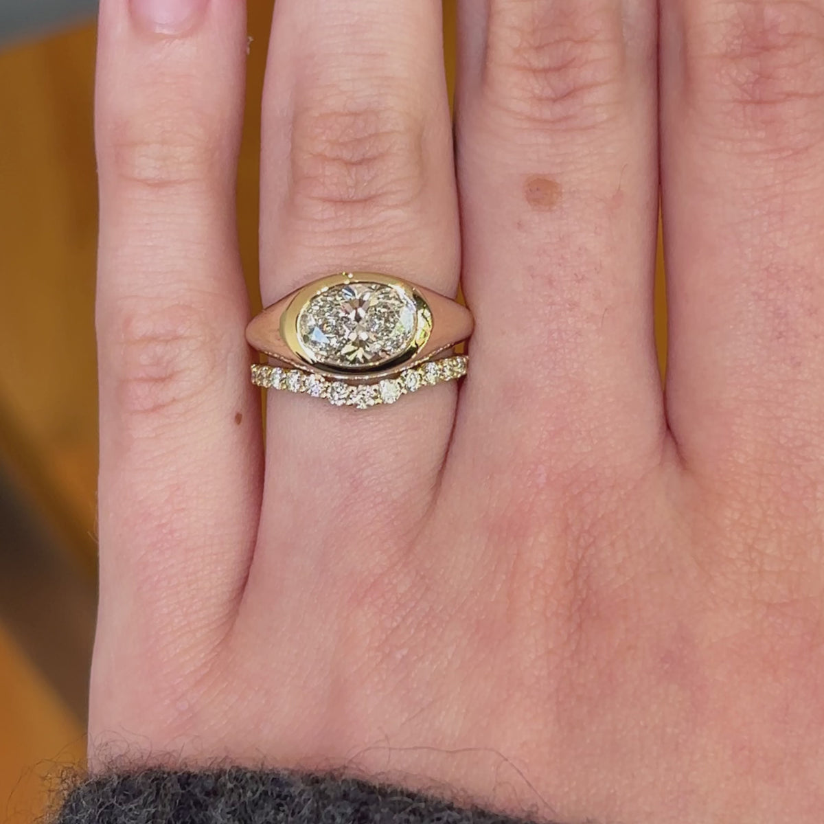 Luna ~ East-West Bezel Ring