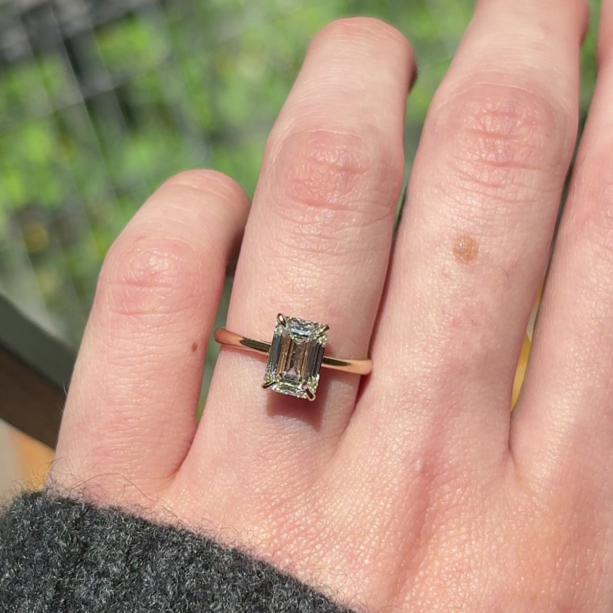 Maeve ~ Emerald Hidden Halo Engagement Ring