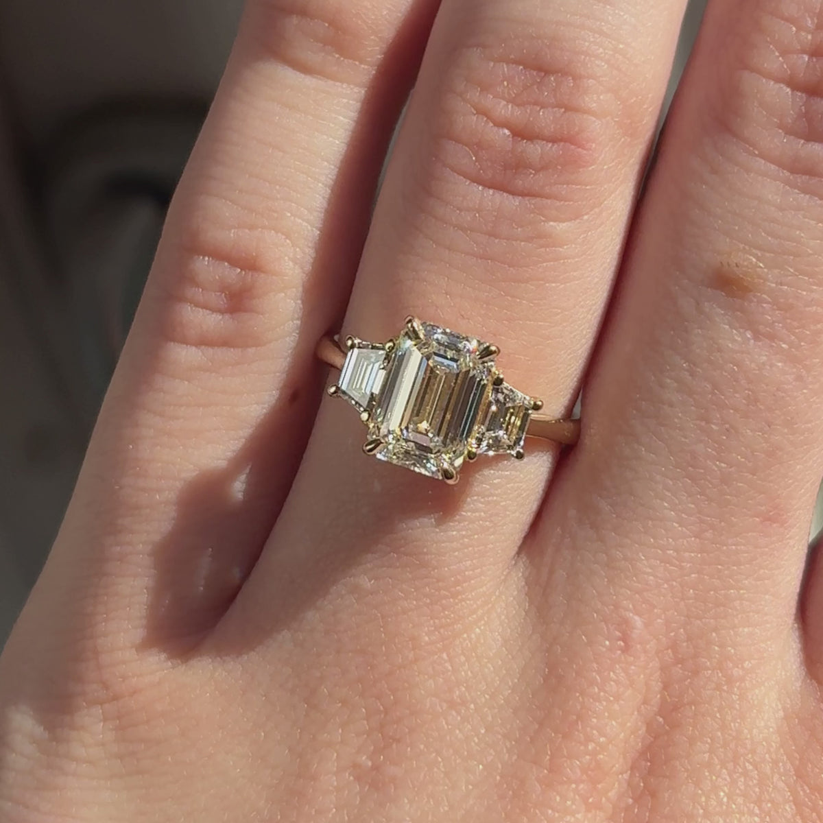 Proposal Ready ~ Lizzy 2.58ct Lab Grown Emerald Cut Engagement Ring