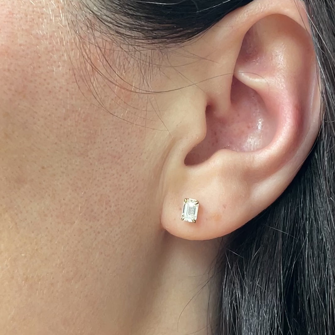 Emerald Cut Lab Grown Diamond Studs ~ Ready to Ship