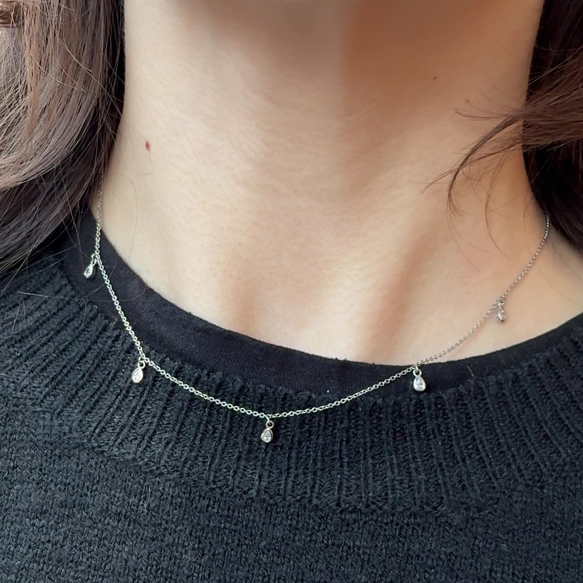 Camden Pear Diamond Station Necklace ~ Ready to Ship