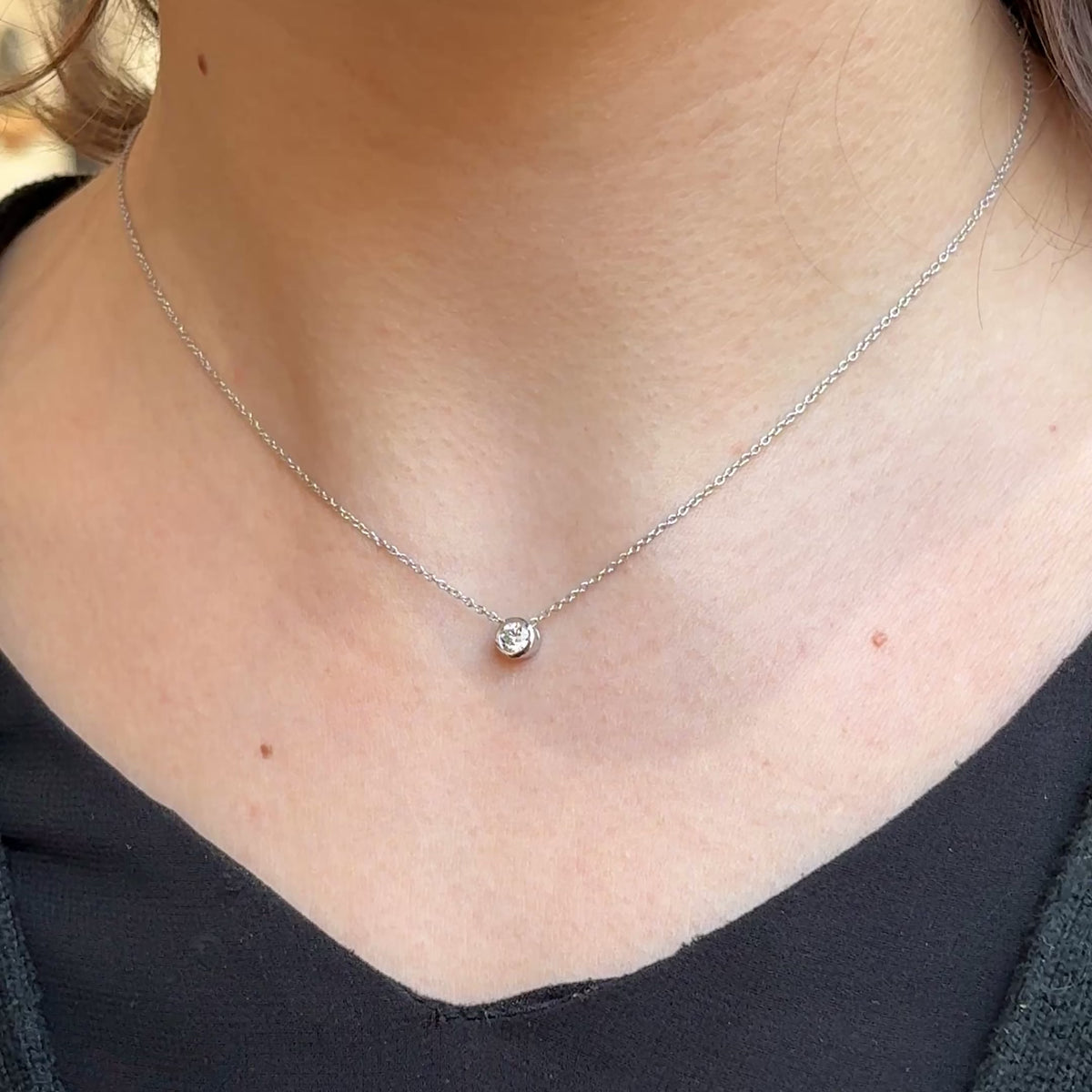 Bezel Round Diamond Necklace ~ Ready to Ship