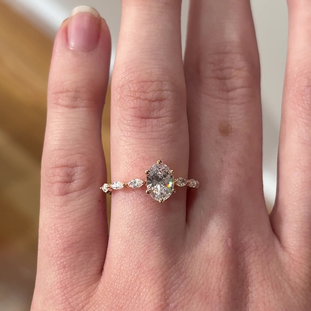 Willa ~ Oval Side Stone Ring