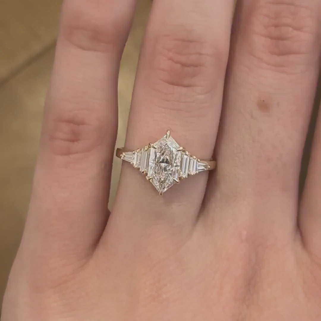 Proposal Ready ~ Harriett 1.62ct Lab Grown Elongated Hexagon Engagement Ring