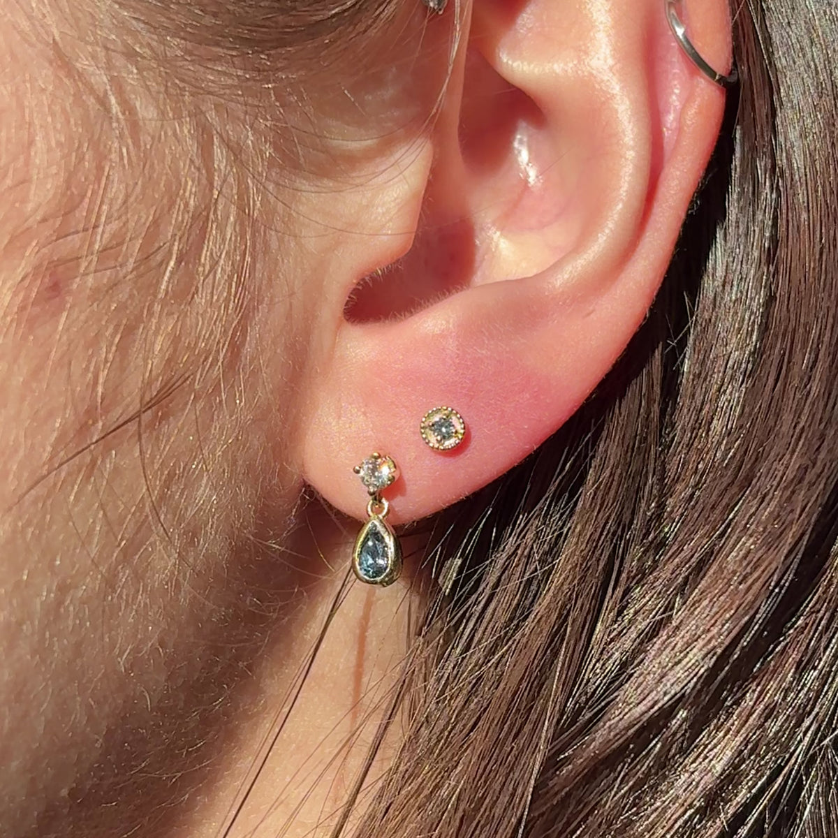 Tiny Dot Sapphire Earrings ~ Ready to Ship