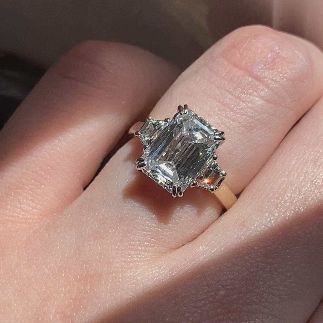 Lizzy ~ Trapezoid Three Stone Ring