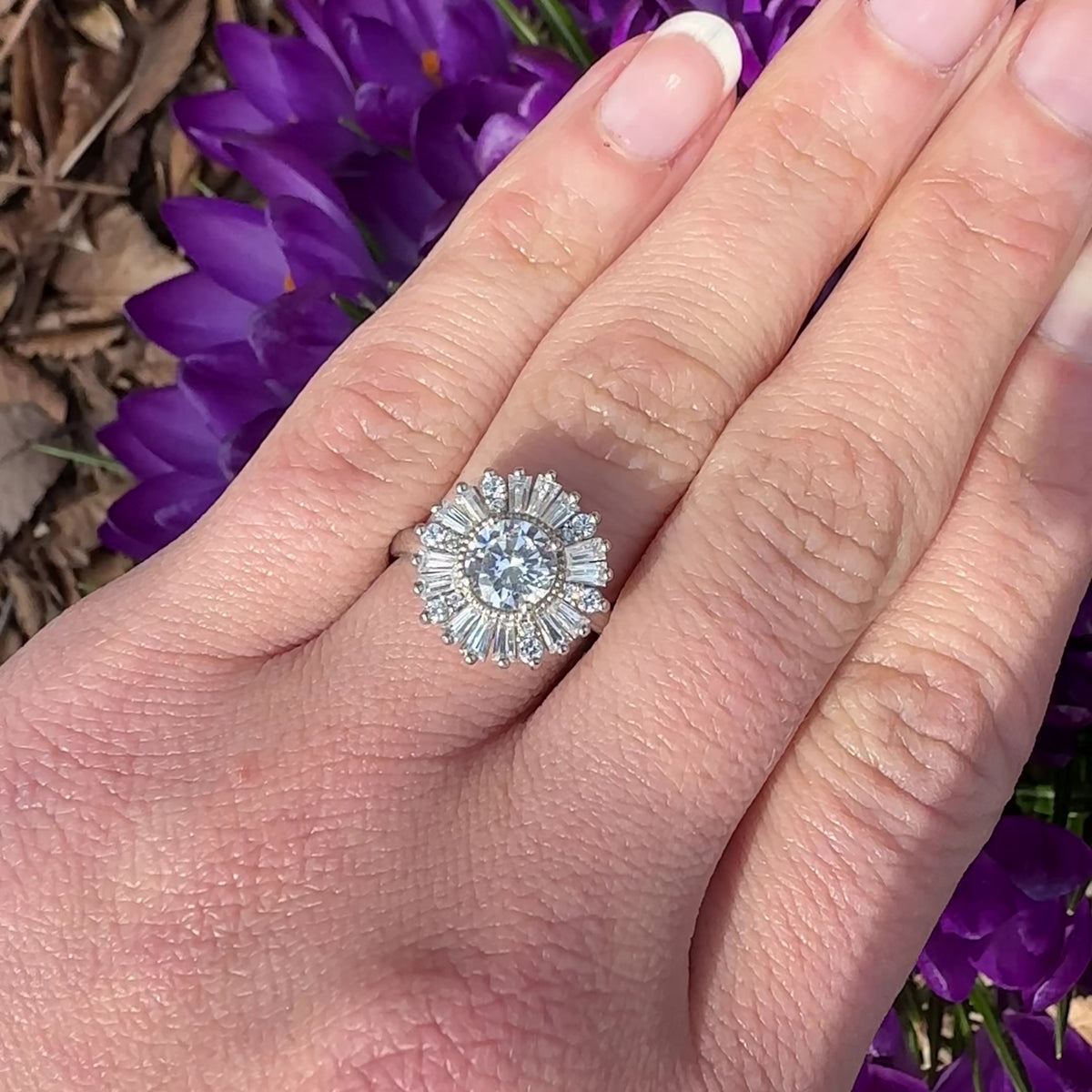 Jenny ~ Baguette Halo Ring
