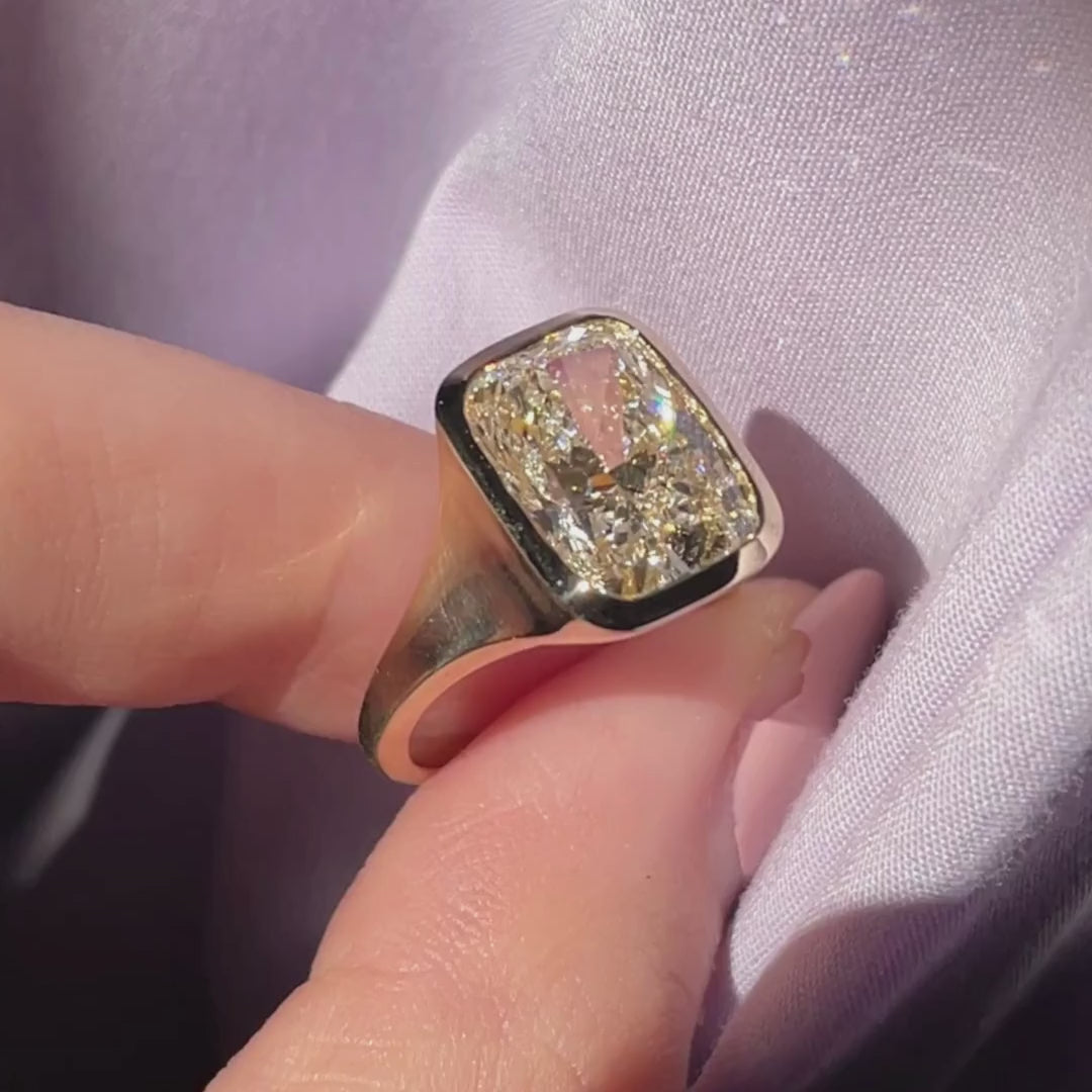 Custom Bezel Elongated Cushion Ring