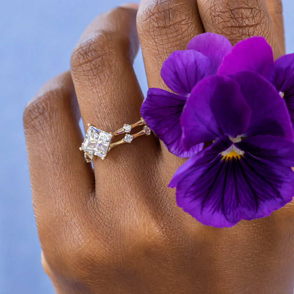 Purple princess cut engagement rings top